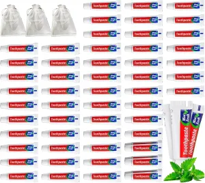 50Tubes Travel Size Toothpaste to Freshen Breath, Mini Toothpaste Bulk for Homeless Shelters, Short Business Trips, Hotel Rental Guests, Charity Church Donation, Camping Small Packs