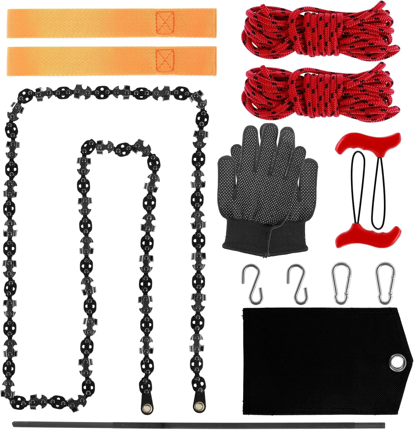 53 Inch High Reach Tree Limb Hand Rope Chain Saw, 68 Teeth, Foldable, Manual, Tree Limb Trimming