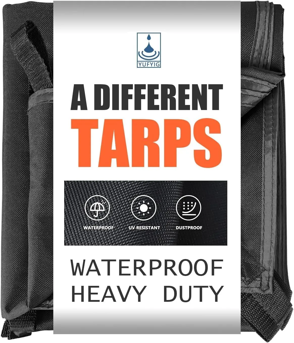 5x5Ft Waterproof Canvas Tarp Black，Heavy Duty Multipurpose Oxford Tarpaulin Cover for Canopy Tent, Roof, Boats, Pool, Woodpile, Robust, Rip & Tear Proof, 20mil