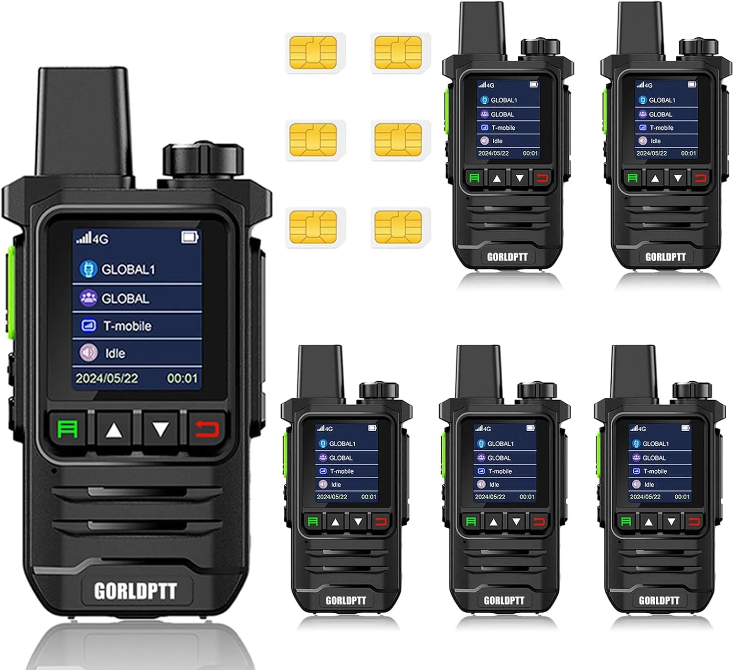 6-Pack Global Radios Walkie Talkies Unlimited Range Nationwide Source Factory R&D, Global 4G PTT Two Way Radio 5000 Miles Long Distance, 168-hour Battery Life & Rugged Rechargeable PoC Radios
