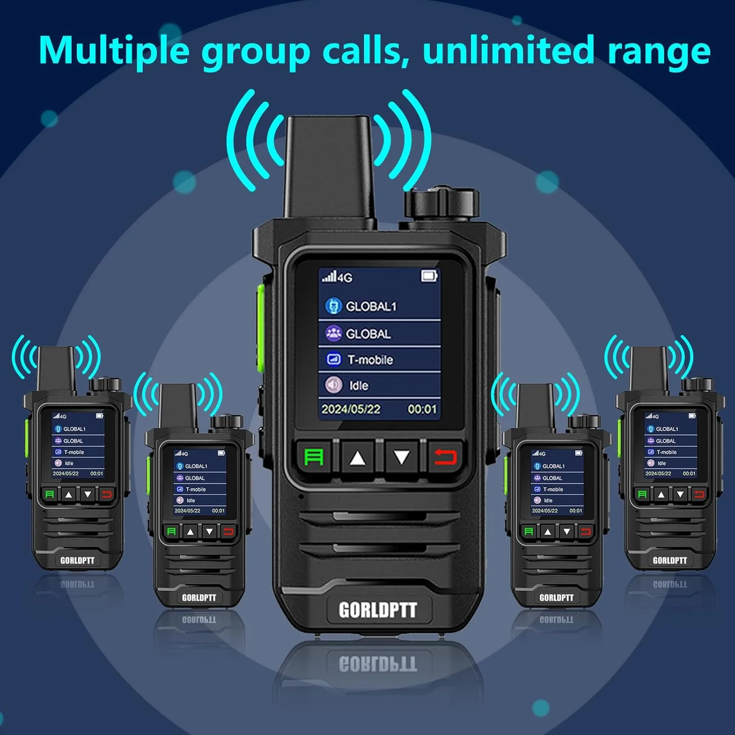 6-Pack Global Radios Walkie Talkies Unlimited Range Nationwide Source Factory R&D, Global 4G PTT Two Way Radio 5000 Miles Long Distance, 168-hour Battery Life & Rugged Rechargeable PoC Radios