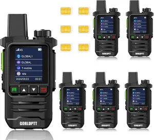 6-Pack Global Radios Walkie Talkies Unlimited Range Nationwide Source Factory R&D, Global 4G PTT Two Way Radio 5000 Miles Long Distance, 168-hour Battery Life & Rugged Rechargeable PoC Radios