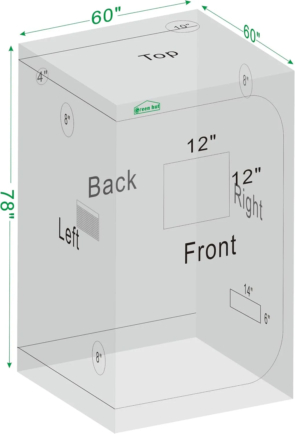 60"x60"x78" 600D Mylar Hydroponic Growing Tents for Plants Inside Reflective Grow Tent Growing Room Hydroponic System 5x5 Grow Tent