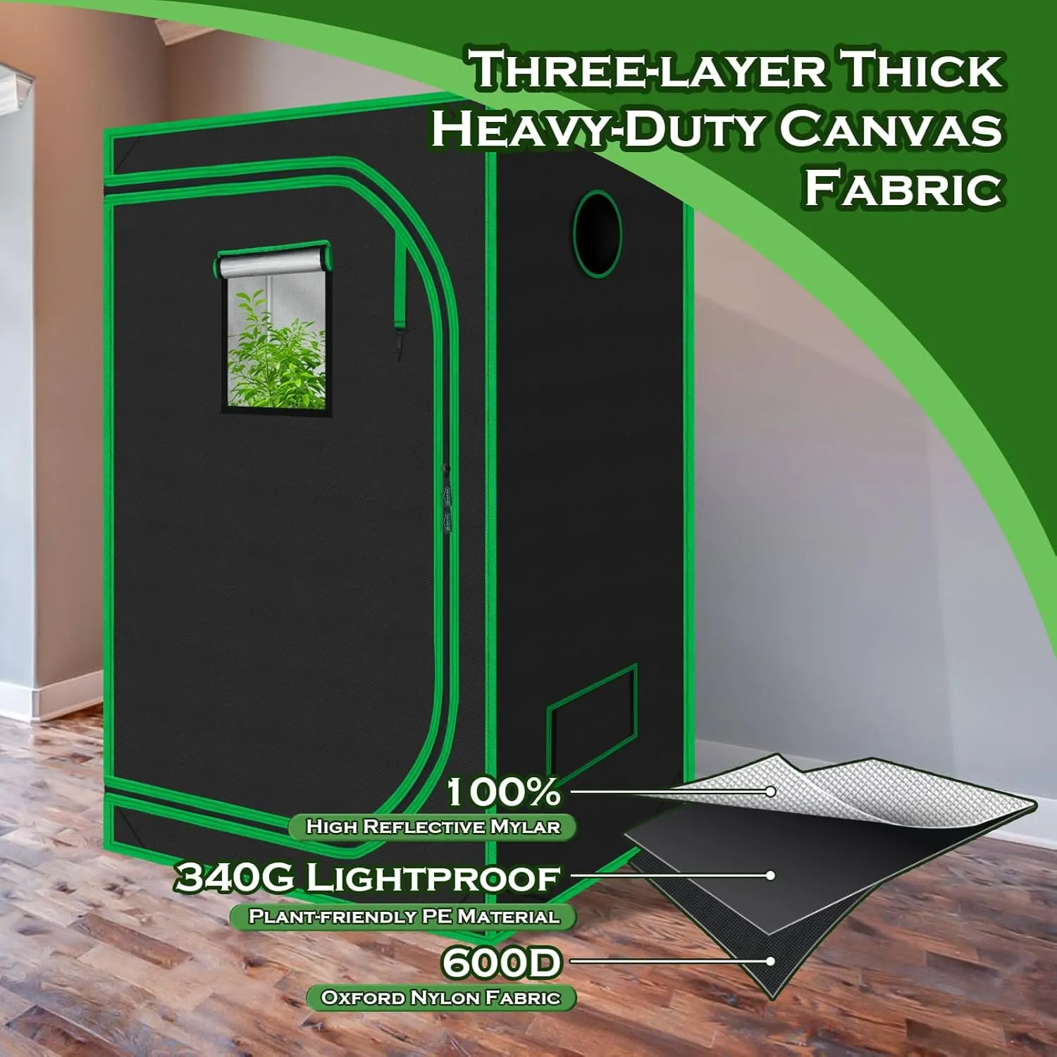 60"x60"x78" 600D Mylar Hydroponic Growing Tents for Plants Inside Reflective Grow Tent Growing Room Hydroponic System 5x5 Grow Tent