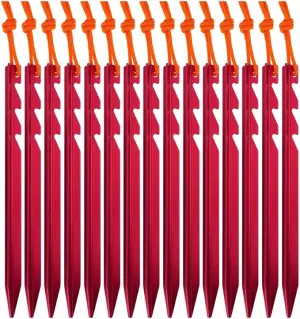 7075 Aluminum Tent Stakes 15 Pack - Ultralight Tri-Beam Tent Pegs with Reflective Rope - Essential Tent Accessories for Camping, Rain Tarps, Hiking, Backpacking