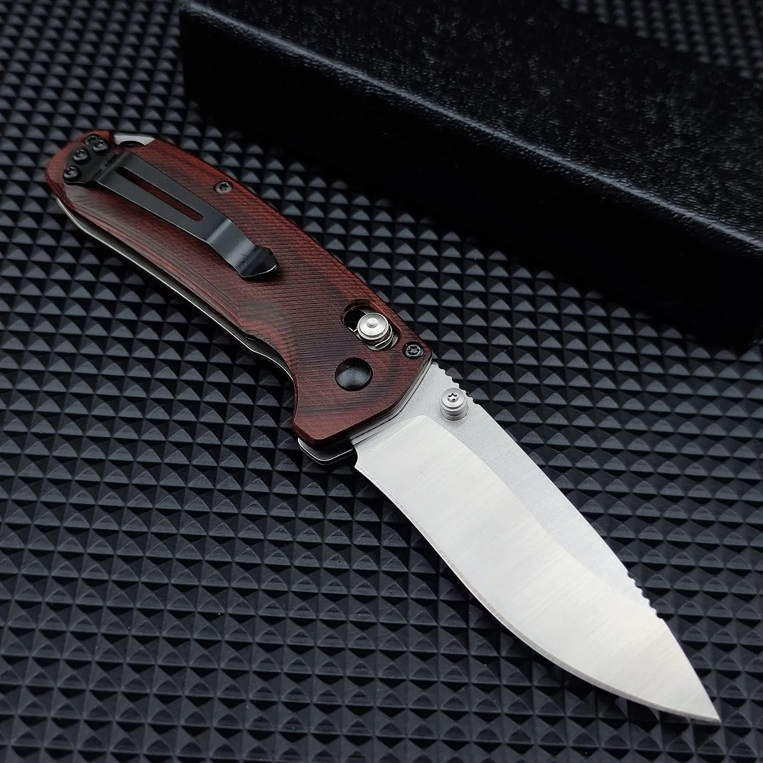 7" Axis Lock Knife,15031-2 D2 Steel Knife,Folding Pocket Knife with Wood Handle,Thumb Stud and Pocket Clip for Indoor Outdoor