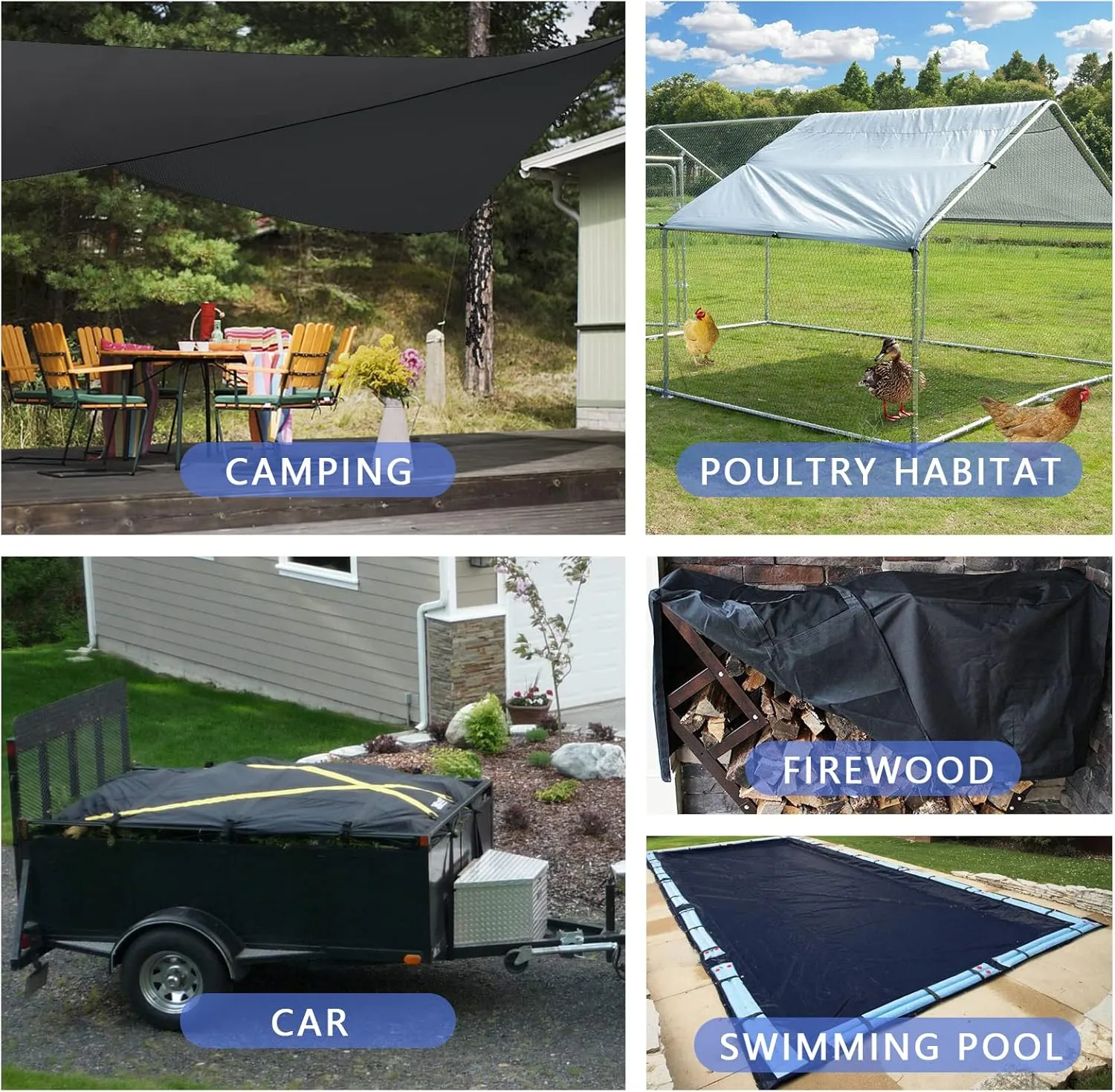 7x12Ft Waterproof Canvas Tarp Black，Heavy Duty Multipurpose Oxford Tarpaulin Cover for Canopy Tent, Roof, Boats, Pool, Woodpile, Robust, Rip & Tear Proof, 20mil