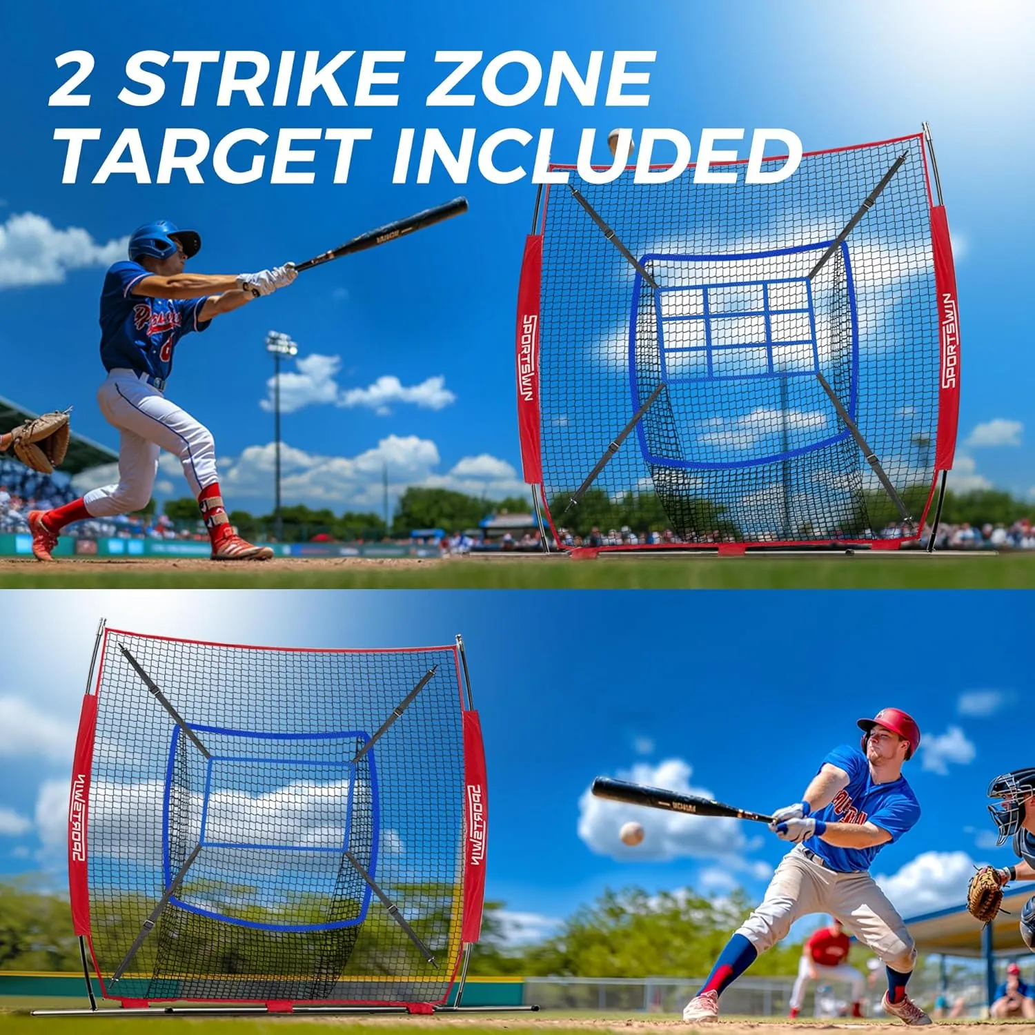 7x7 FT Baseball Softball Practice Nets for Batting Pitching Hitting, with Strike Zone, Softball Nets for Batting and Pitching, Baseball Training Equipment for Kids Adult Youth