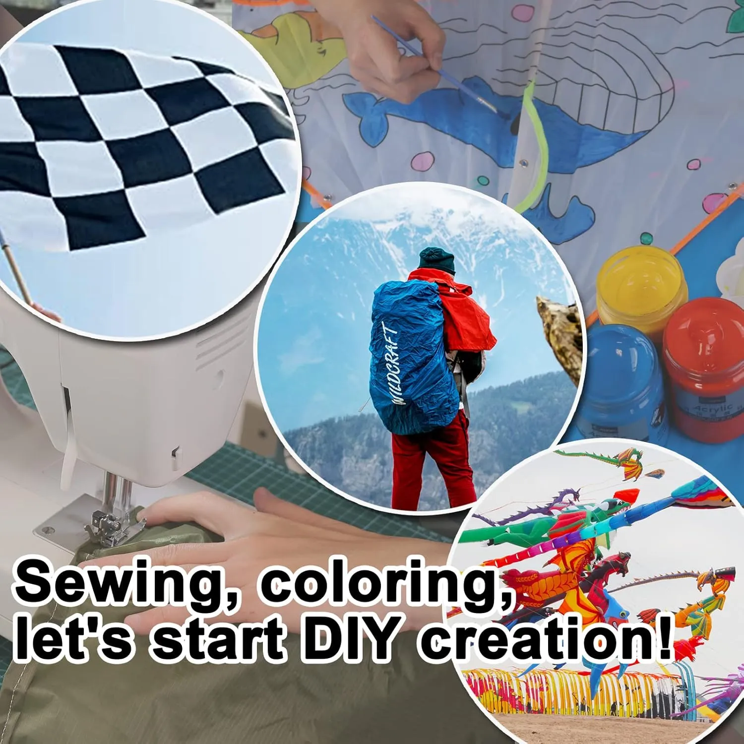 9KM DWLIFE Nylon Ripstop Fabric, 6 Color Set: 60x39 Inch, 40D Waterproof, Lightweight, Windproof, Bulk Fabric for Kite, Tent, Flag, Bag, Tarp Cover, Outdoor DIY Project