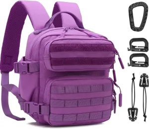 9L Mini Tactical Backpack Men Women Small Assault Rucksack Water-proof GYM Hiking Bug Out Bag with molle attachments (Purple)