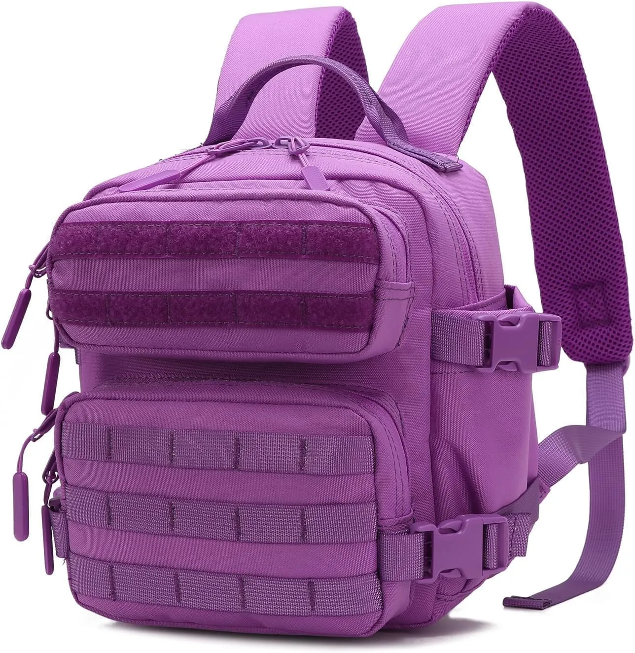 9L Mini Tactical Backpack Men Women Small Assault Rucksack Water-proof GYM Hiking Bug Out Bag with molle attachments (Purple)