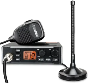 ABBREE CB Radio with Magnetic Mount Antenna for Truckers Long Range AM FM Professional CB Radios,Compact Design,Instant Emergency Channel 9/19,Full 40 Channels,Handheld Mic,LCD Display,VOX
