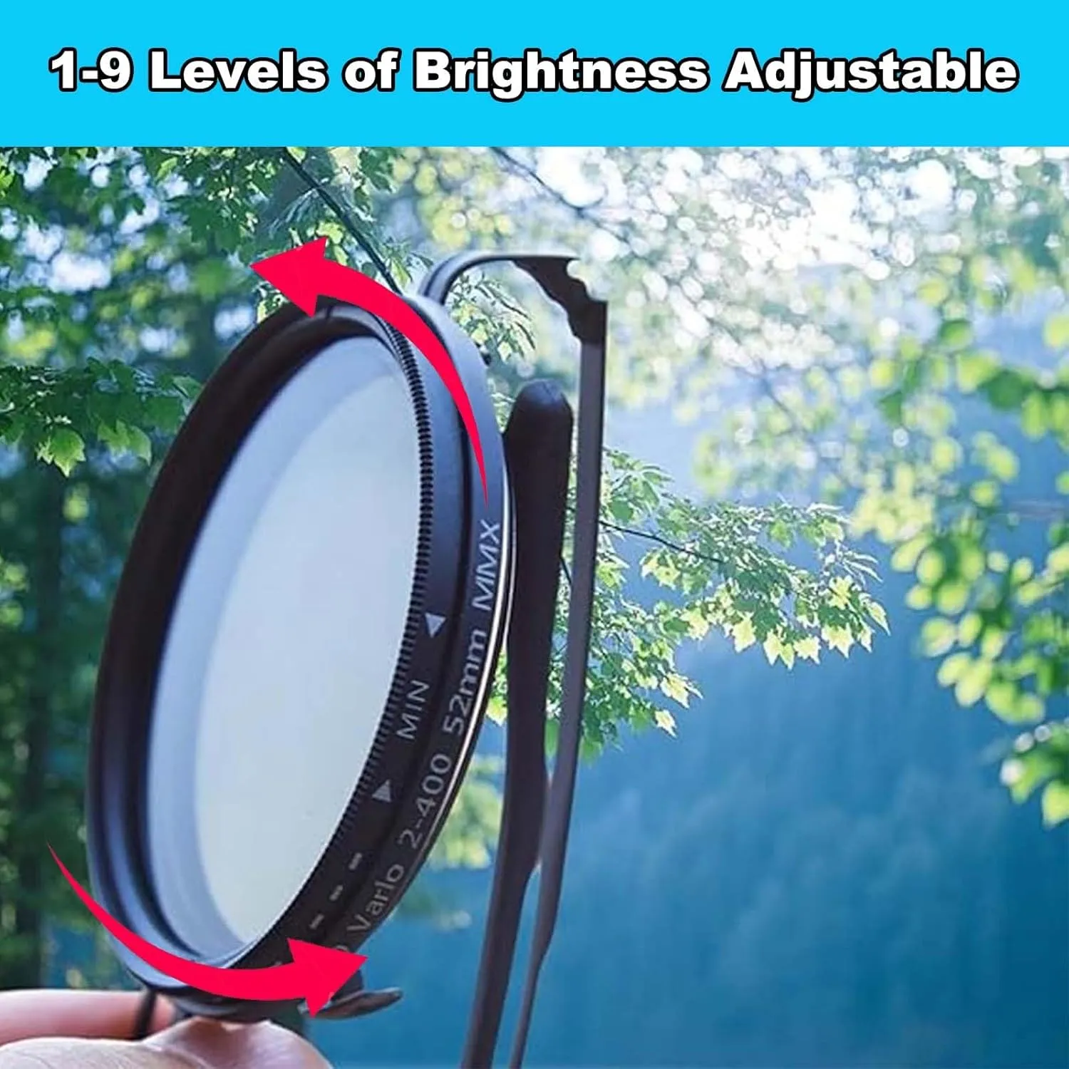 Adjustable Sunglasses, 1-9 Gears Adjustable Rounded Tint Sunglasses, Polarized Glasses with Nd Filter Lenses for Men(Black Silver,52mm)