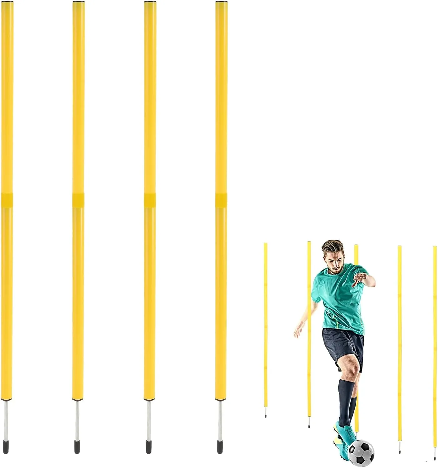 Agility Training Poles, Fixed or Adjustable （41—75inch）,Speed and Agility Training Equipment for Outdoor Sports and Fitness(4pieces.
