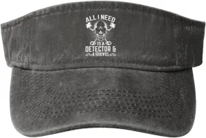 All I Need Detector A Shovel Sun Visor Hats for Women Men Adjustable Cotton Sun Hat Golf Cap