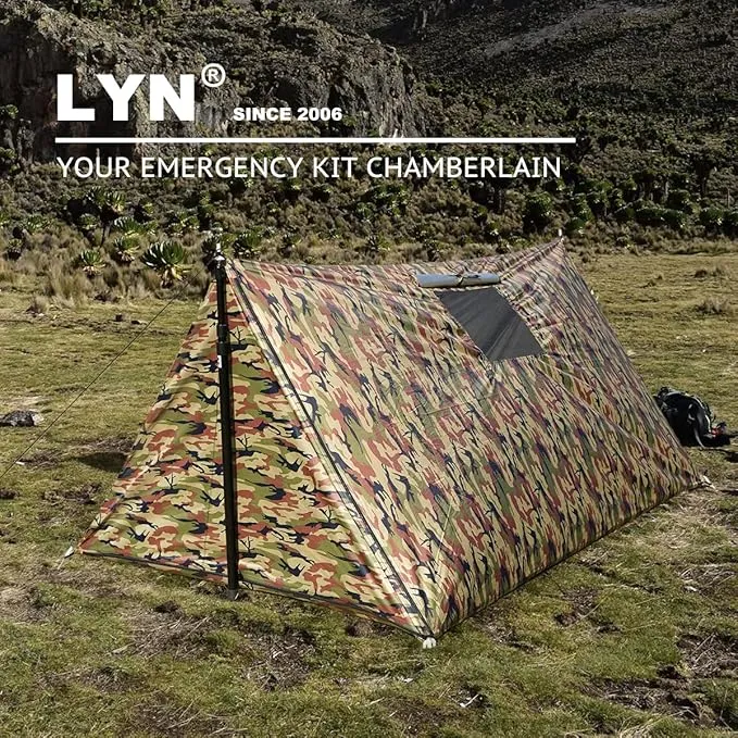 All-Round Protection:LYN 4 Person Instant Pop Up Camouflage Shelter Emergency Tent,Thermal Waterproof Ultralight Bugout with Screen Window✚Telescopic Pole✚Stake for Camping,First Aid,Hiking&Hunting
