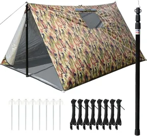 All-Round Protection:LYN 4 Person Instant Pop Up Camouflage Shelter Emergency Tent,Thermal Waterproof Ultralight Bugout with Screen Window✚Telescopic Pole✚Stake for Camping,First Aid,Hiking&Hunting