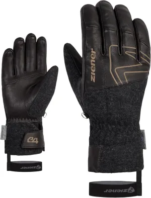 Alpine Men's Ski Leather Gloves GANGHOFER Black