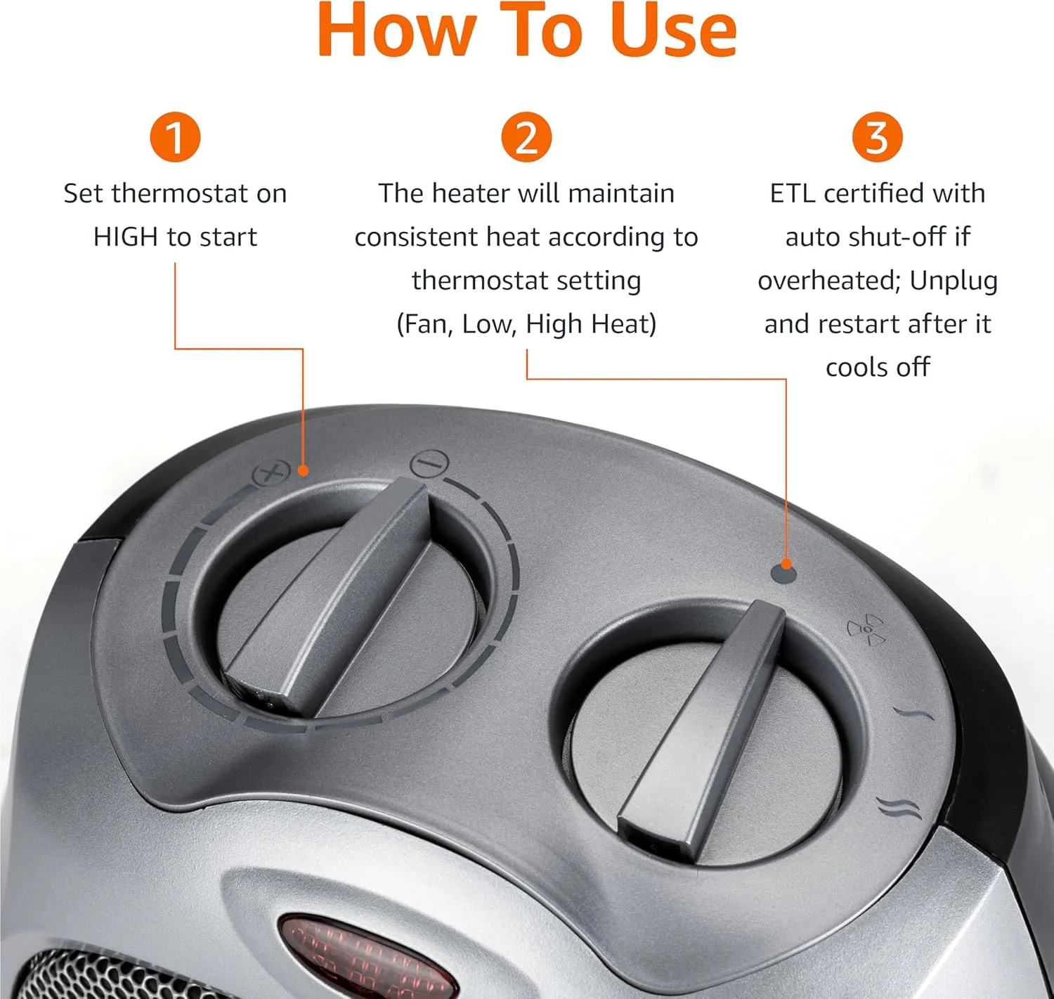 Amazon Basics Ceramic Space Heater, Portable Indoor Heating Solution, With Overheat and Tip-Over Protection, Thermostat, Non-Oscillating, 1500W, 7.52"D x 6.34"W x 9.45"H, Silver