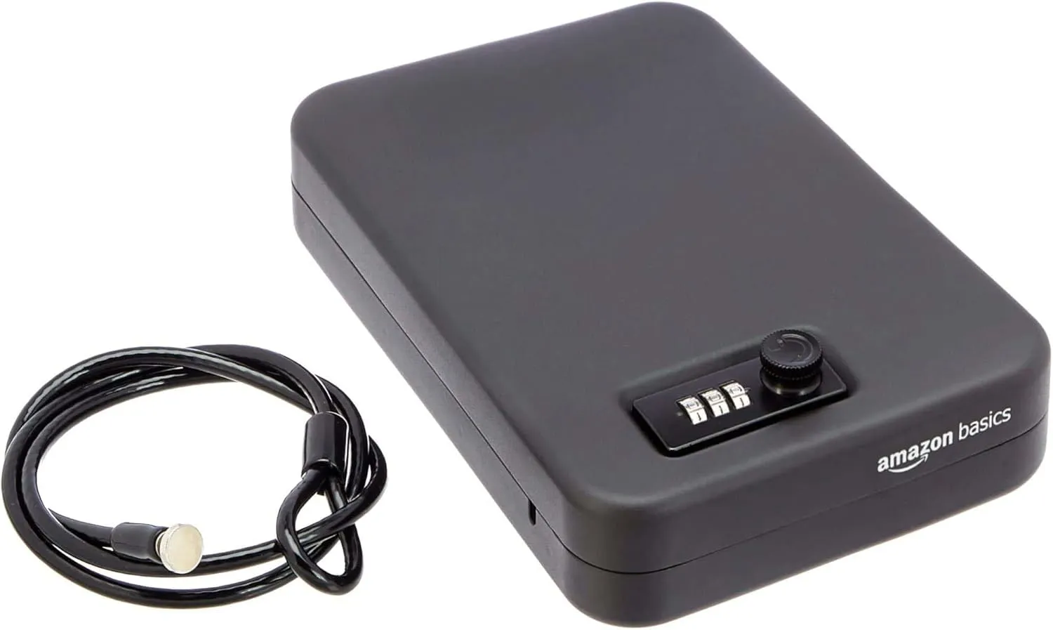 Amazon Basics Portable Security Case Lock Box Safe, Small Lock Box with Code, for College Dorm Room, Home, Combination Lock, Large, Black