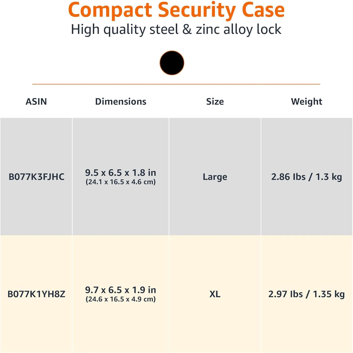 Amazon Basics Portable Security Case Lock Box Safe, Small Lock Box with Code, for College Dorm Room, Home, Combination Lock, Large, Black