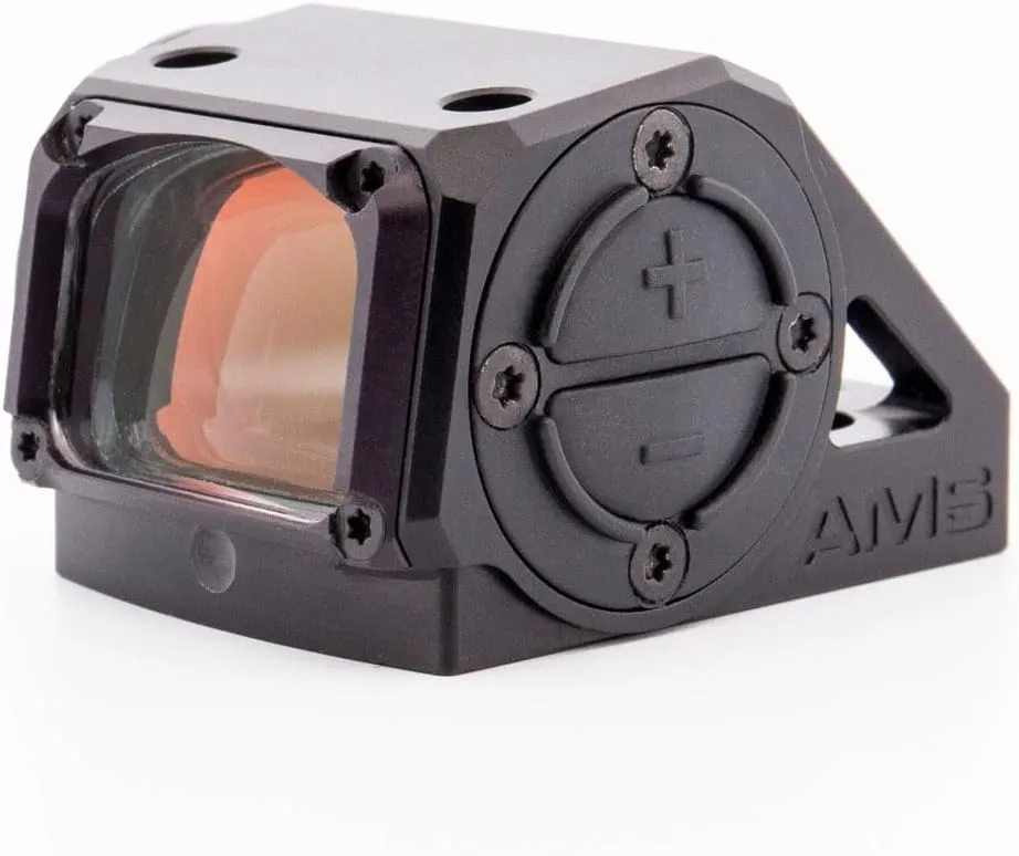 AMS - Advanced Mini Sight - RMS Footprint - Crystal Clear Lens -Enclosed Reflex Sight - Aluminum Housing - Manual & Auto Brightness - Patented Co-Witness Built in Rear Sight