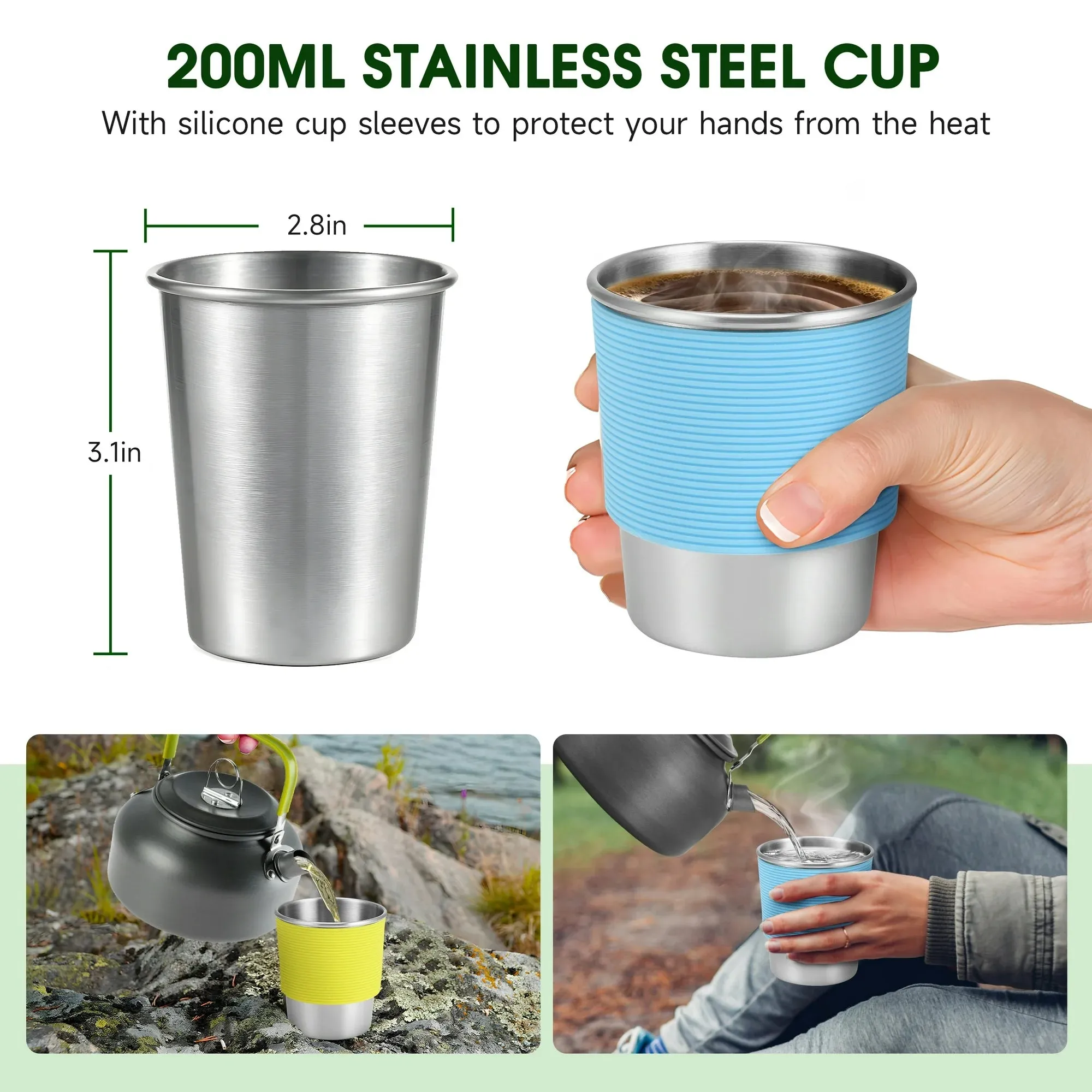AMTPM 22pcs Camping Cookware Set, Camping Mess Kit with Folding Camping Stove Collapsible Bucket Aluminum Pot Pan for Outdoor Camping Hiking Backpacking Picnic