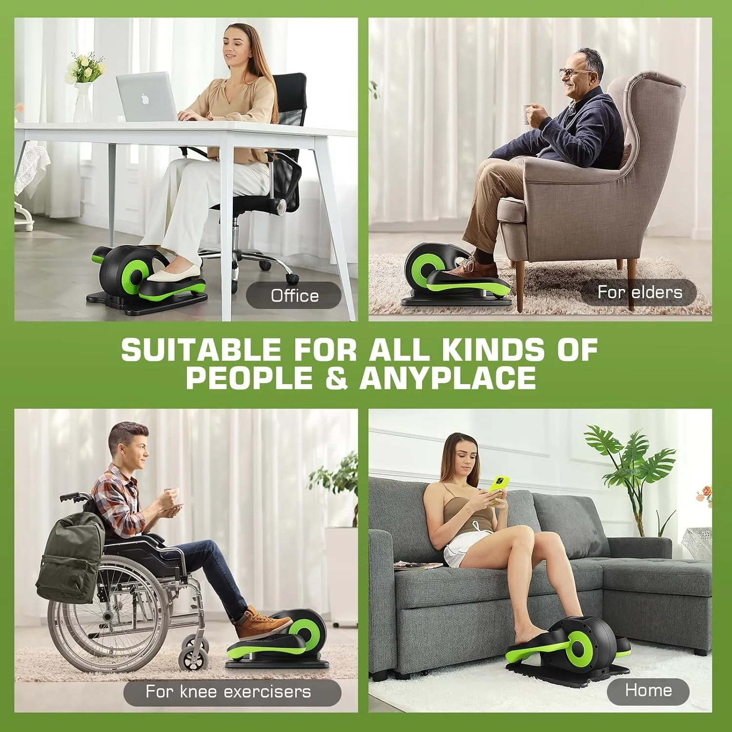 ANCHEER Under Desk Elliptical Machine - Quiet Pedal Exerciser for Seniors, Office & Home, Low-Impact Seated Leg Workout Equipment, Smart LCD Display, Remote Control