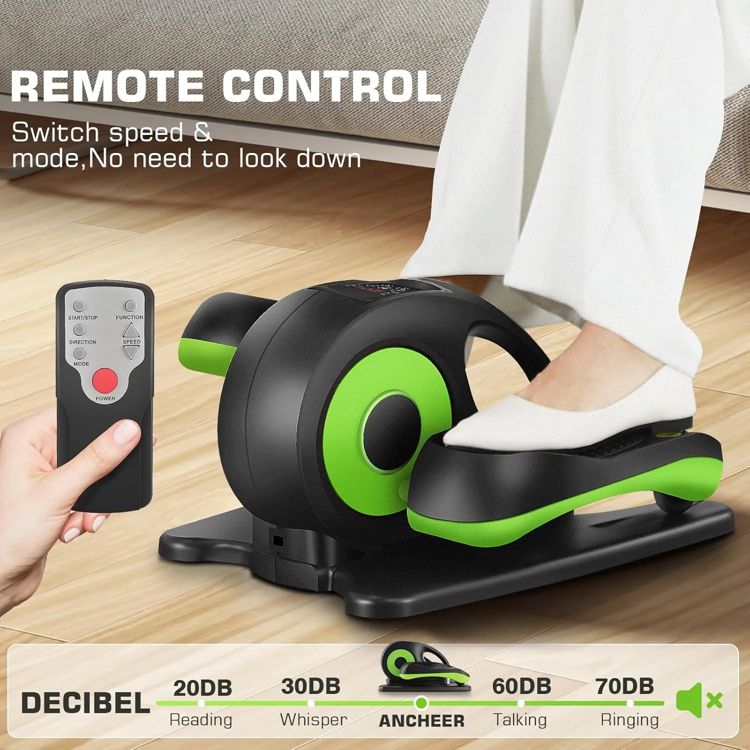 ANCHEER Under Desk Elliptical Machine - Quiet Pedal Exerciser for Seniors, Office & Home, Low-Impact Seated Leg Workout Equipment, Smart LCD Display, Remote Control