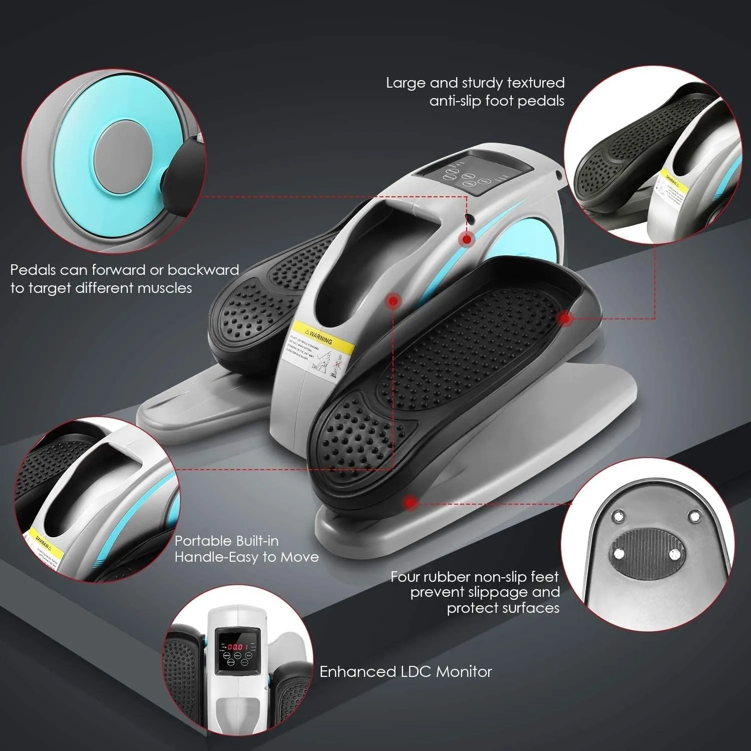 ANCHEER Under Desk Elliptical Machine - Quiet Pedal Exerciser for Seniors, Office & Home, Low-Impact Seated Leg Workout Equipment, Smart LCD Display, Remote Control