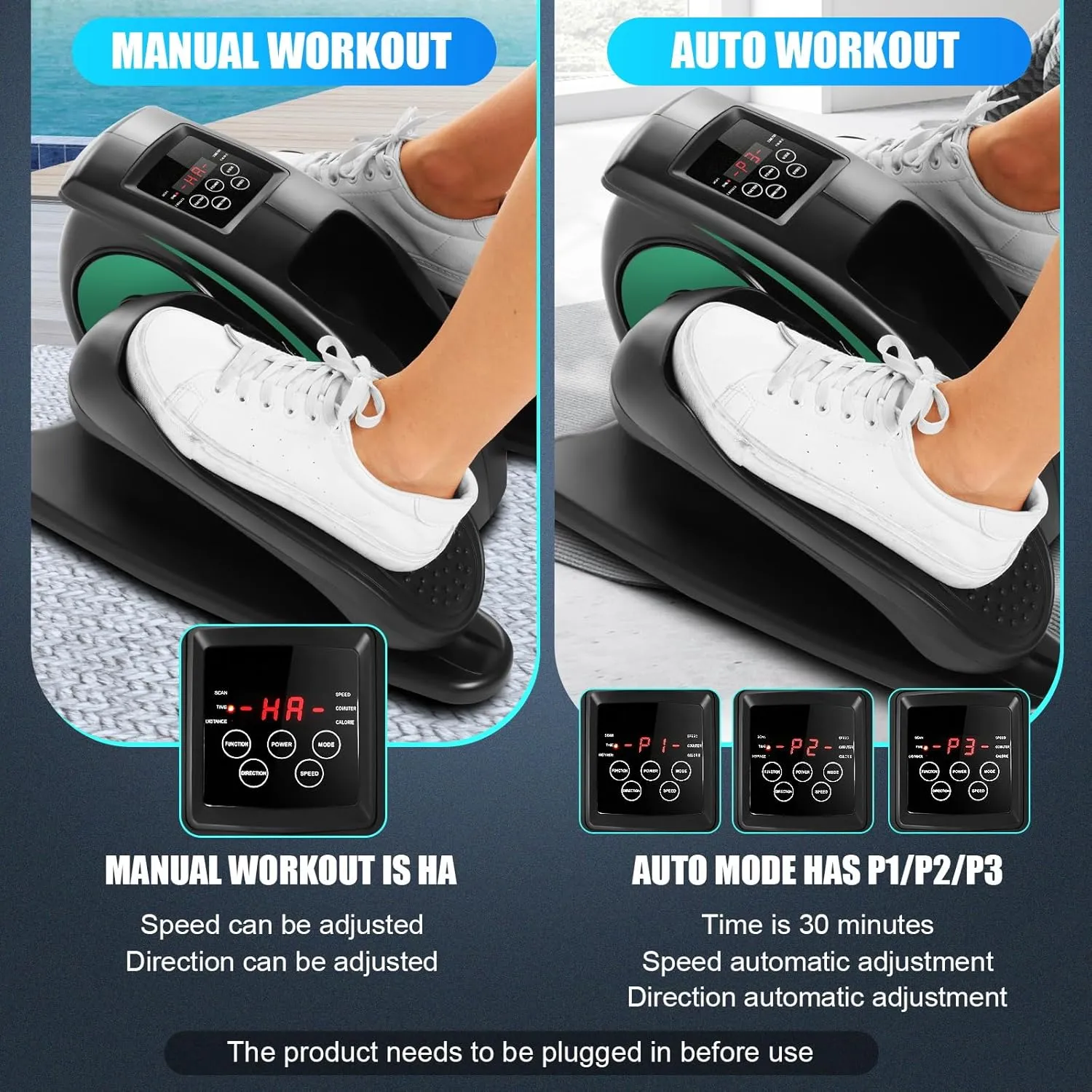 ANCHEER Under Desk Elliptical Machine - Quiet Pedal Exerciser for Seniors, Office & Home, Low-Impact Seated Leg Workout Equipment, Smart LCD Display, Remote Control