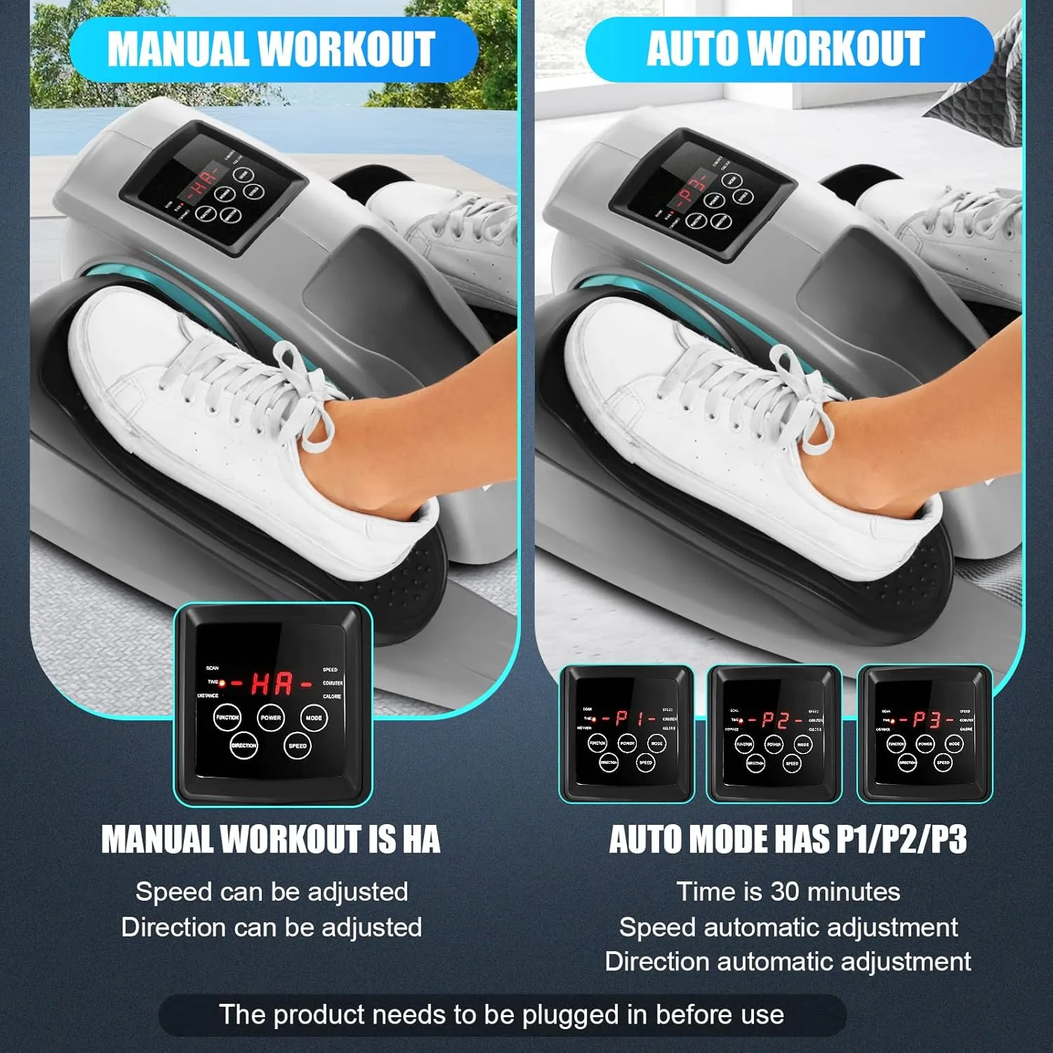 ANCHEER Under Desk Elliptical Machine - Quiet Pedal Exerciser for Seniors, Office & Home, Low-Impact Seated Leg Workout Equipment, Smart LCD Display, Remote Control