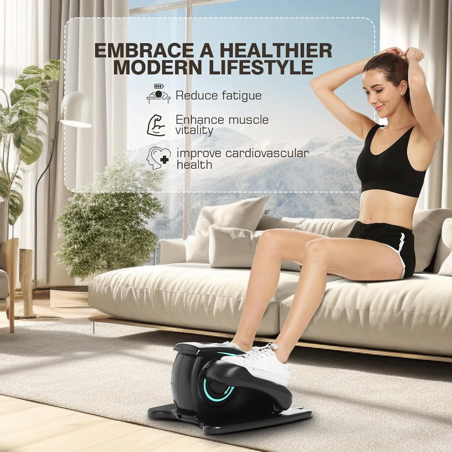 ANCHEER Under Desk Elliptical Machine - Quiet Pedal Exerciser for Seniors, Office & Home, Low-Impact Seated Leg Workout Equipment, Smart LCD Display, Remote Control