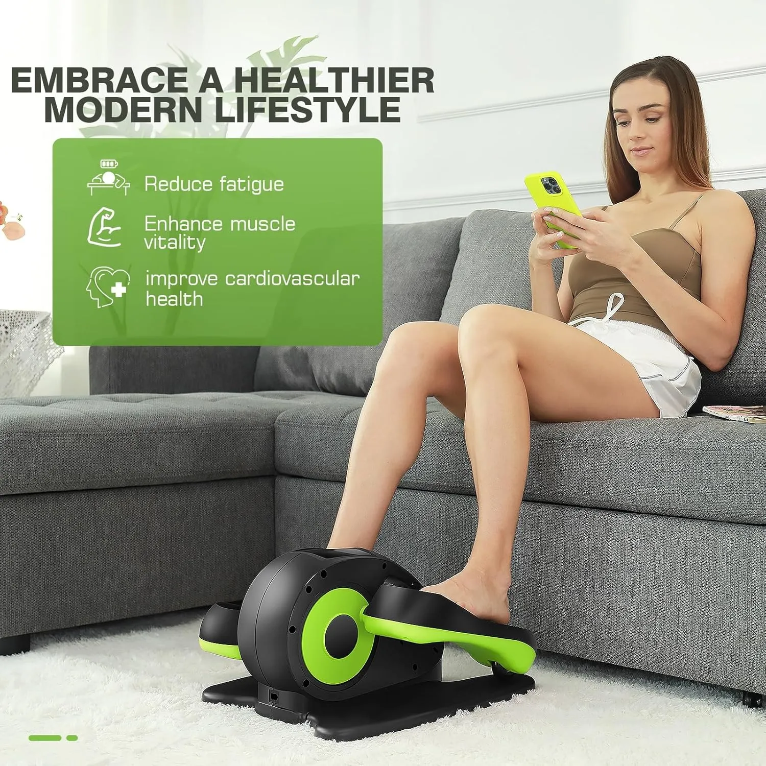 ANCHEER Under Desk Elliptical Machine - Quiet Pedal Exerciser for Seniors, Office & Home, Low-Impact Seated Leg Workout Equipment, Smart LCD Display, Remote Control