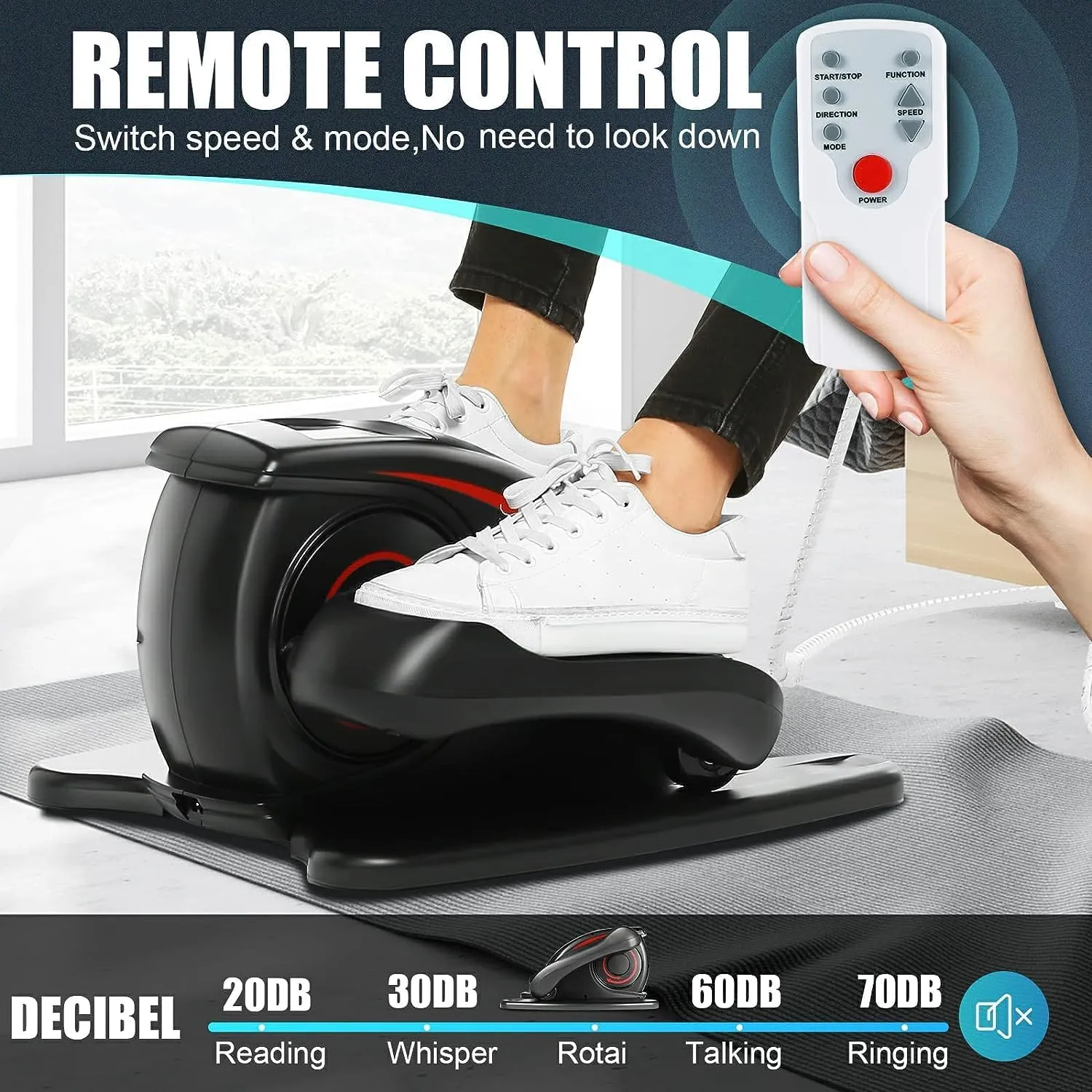 ANCHEER Under Desk Elliptical Machine - Quiet Pedal Exerciser for Seniors, Office & Home, Low-Impact Seated Leg Workout Equipment, Smart LCD Display, Remote Control