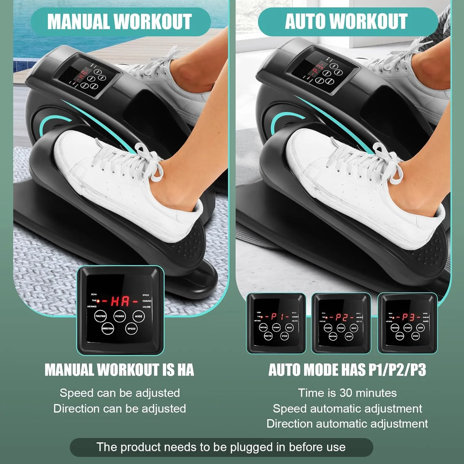 ANCHEER Under Desk Elliptical Machine - Quiet Pedal Exerciser for Seniors, Office & Home, Low-Impact Seated Leg Workout Equipment, Smart LCD Display, Remote Control