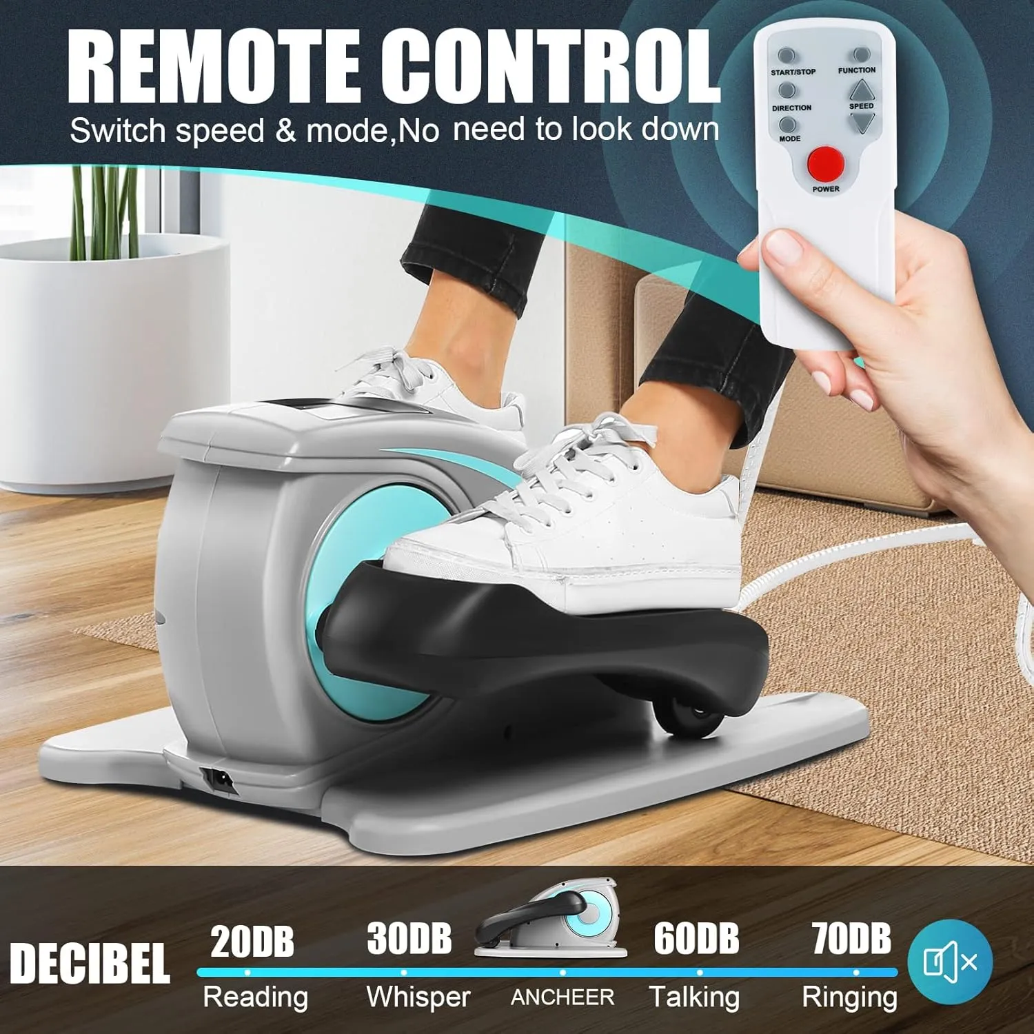 ANCHEER Under Desk Elliptical Machine - Quiet Pedal Exerciser for Seniors, Office & Home, Low-Impact Seated Leg Workout Equipment, Smart LCD Display, Remote Control