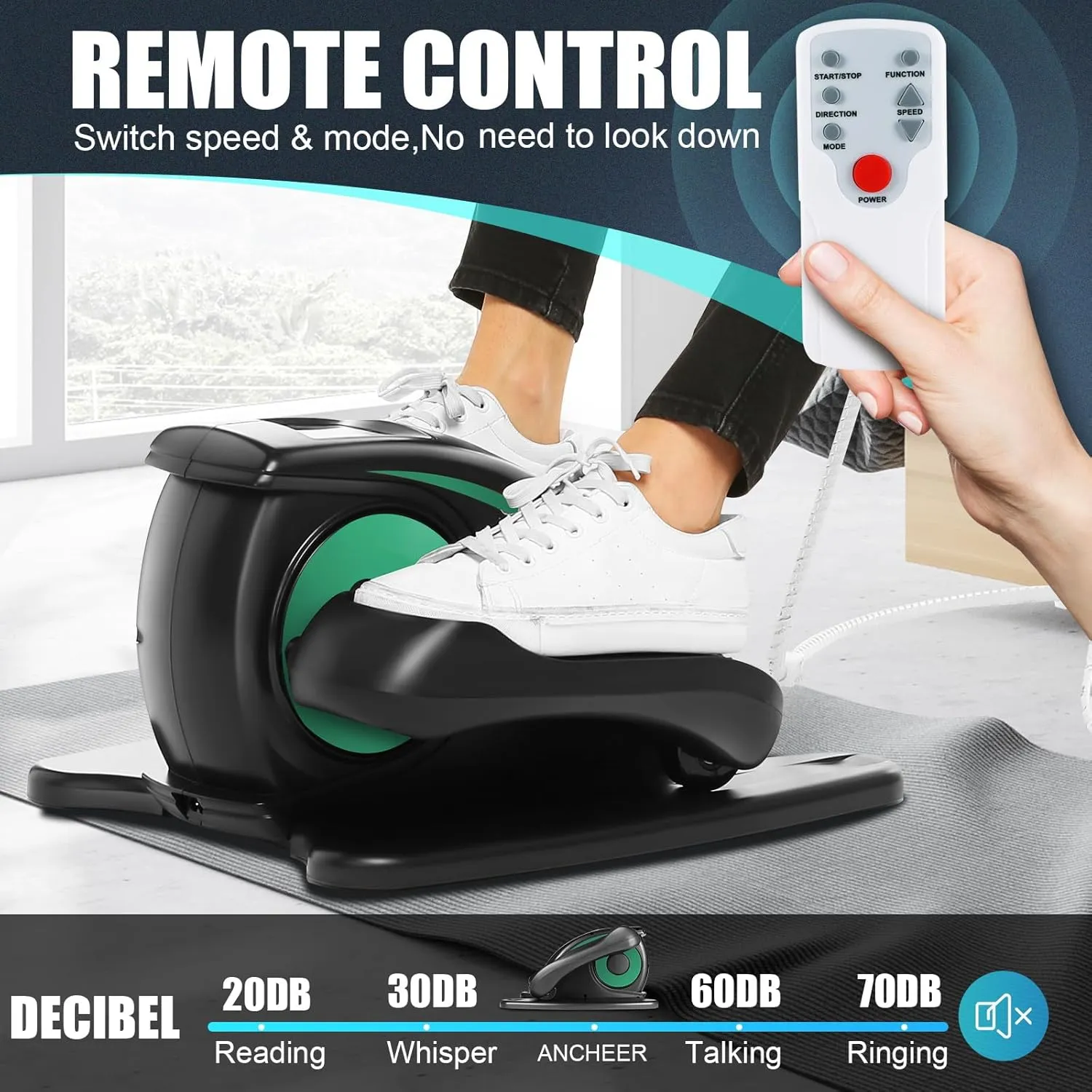 ANCHEER Under Desk Elliptical Machine - Quiet Pedal Exerciser for Seniors, Office & Home, Low-Impact Seated Leg Workout Equipment, Smart LCD Display, Remote Control