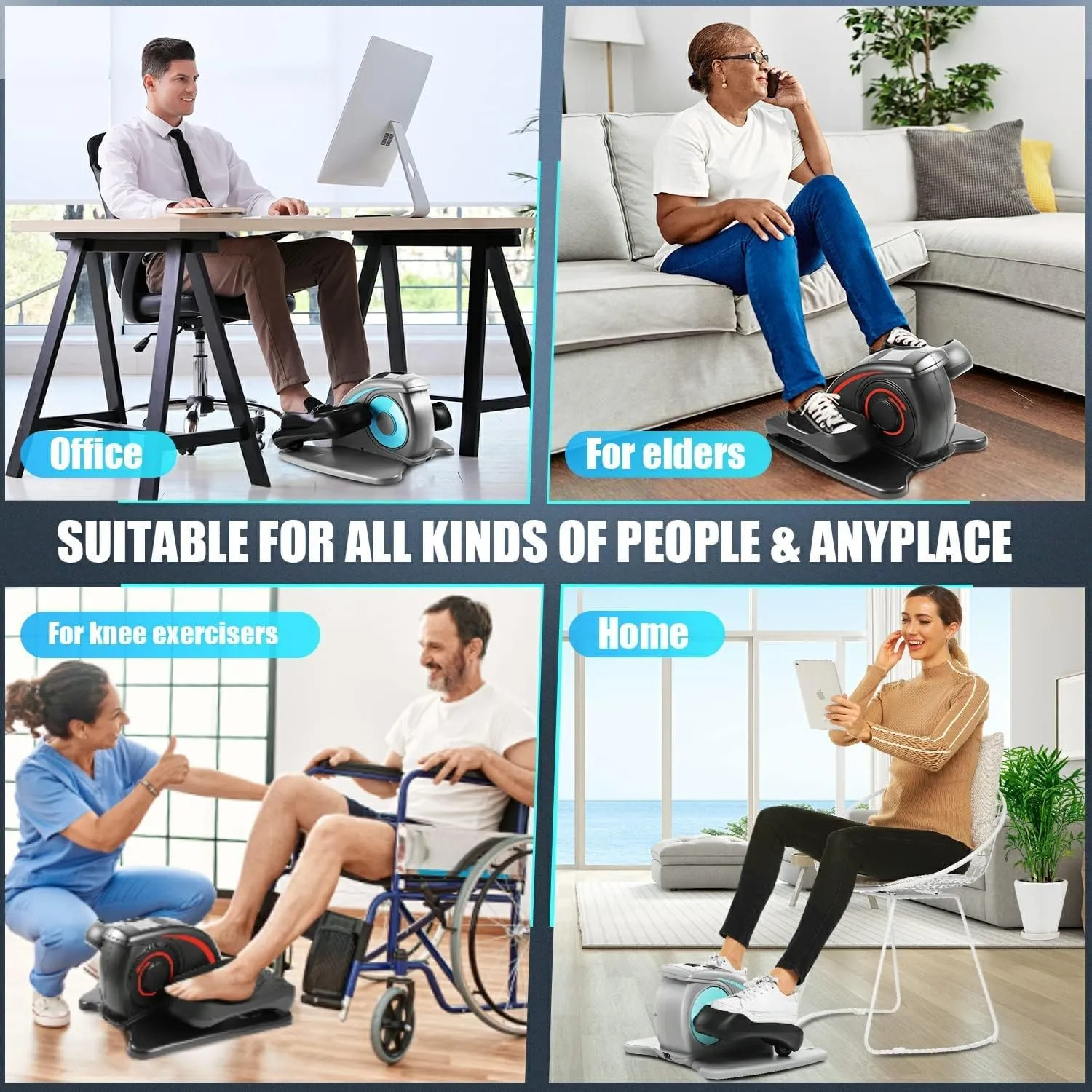 ANCHEER Under Desk Elliptical Machine - Quiet Pedal Exerciser for Seniors, Office & Home, Low-Impact Seated Leg Workout Equipment, Smart LCD Display, Remote Control