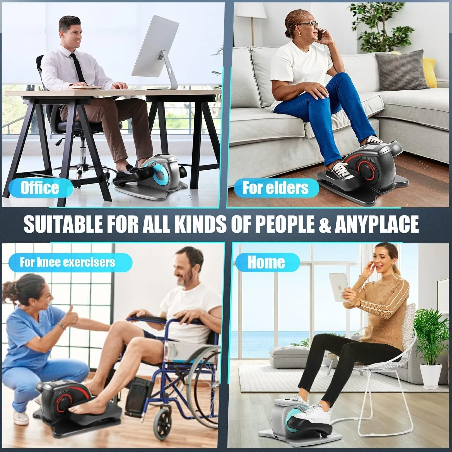 ANCHEER Under Desk Elliptical Machine - Quiet Pedal Exerciser for Seniors, Office & Home, Low-Impact Seated Leg Workout Equipment, Smart LCD Display, Remote Control