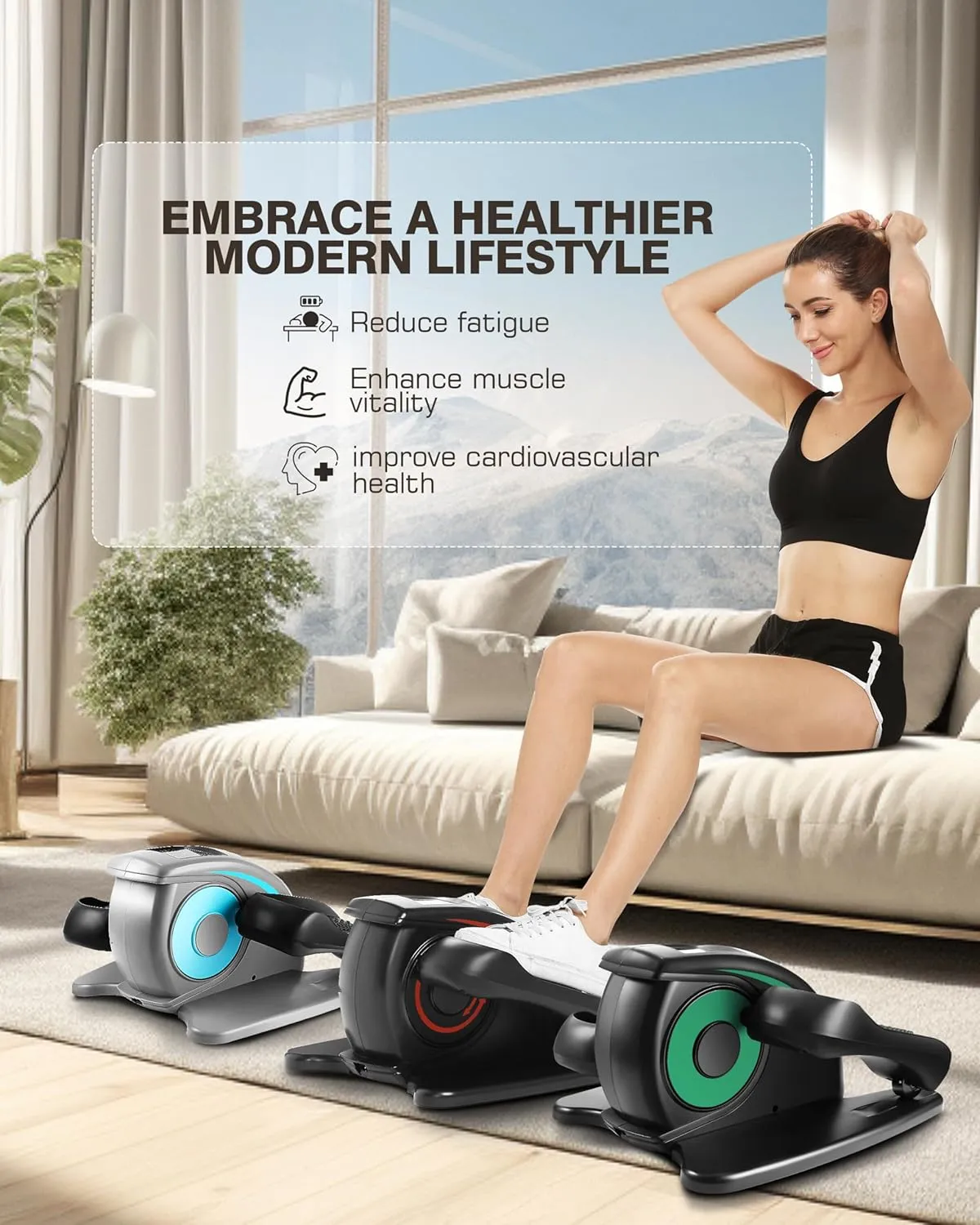 ANCHEER Under Desk Elliptical Machine - Quiet Pedal Exerciser for Seniors, Office & Home, Low-Impact Seated Leg Workout Equipment, Smart LCD Display, Remote Control