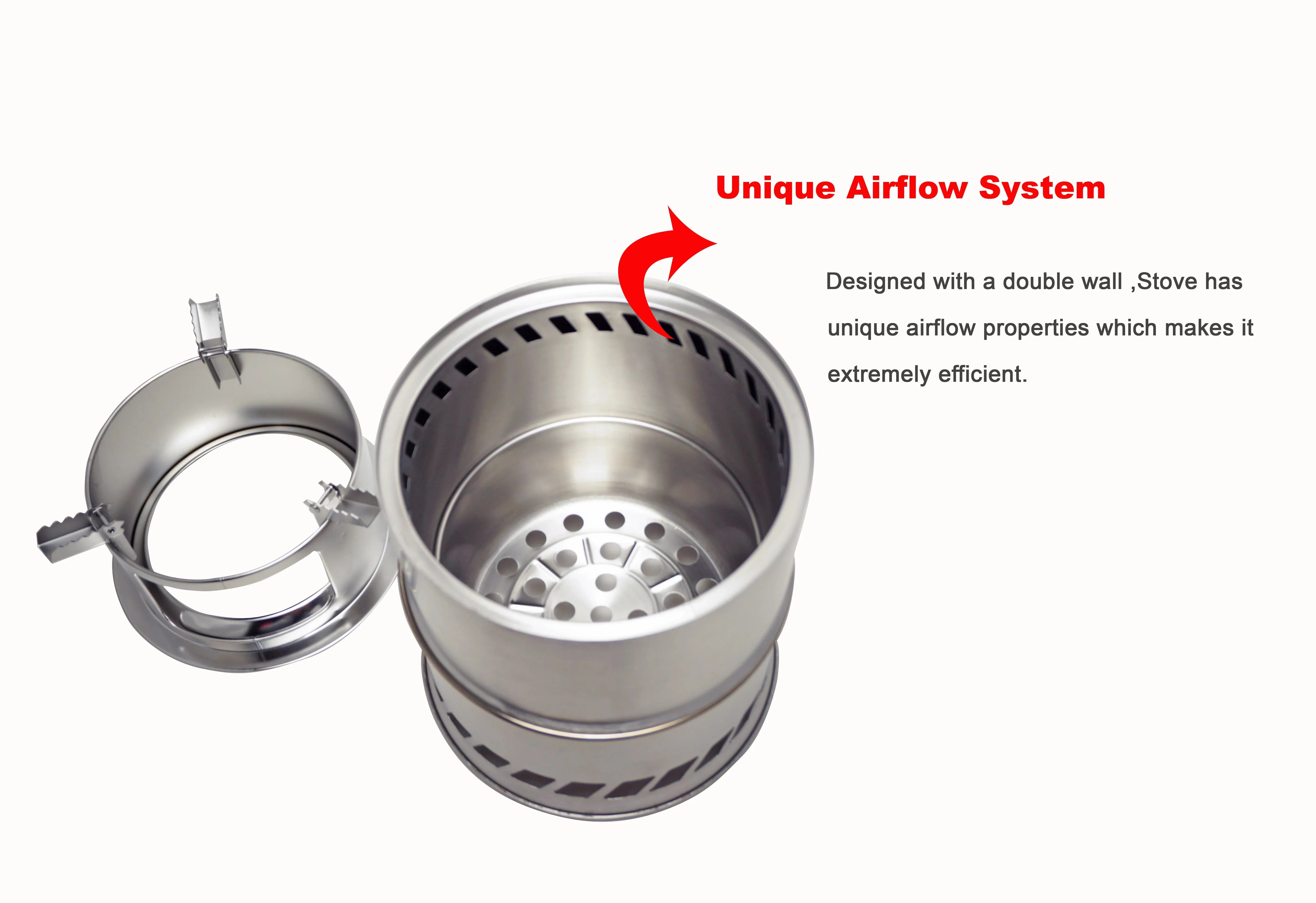 APG Large Size Camping Wood Stove Split Portable Gas Stainless Steel Gas Firewood Burners