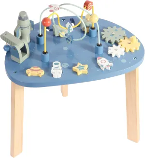Asweets 6 in 1 Montessori Wooden Activity Table, Multicolor Universe Themed Table for Kids with Bead Maze & Rocket Stack, Best Gifts for Girls & Boys, 15.35’’L x 11.02’’W x 18.11’’H