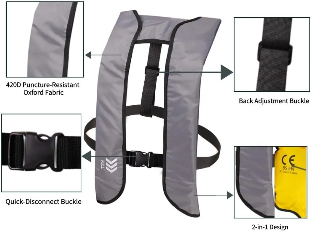 Automatic Inflatable Life Jacket, Emergency Water Safety Vest