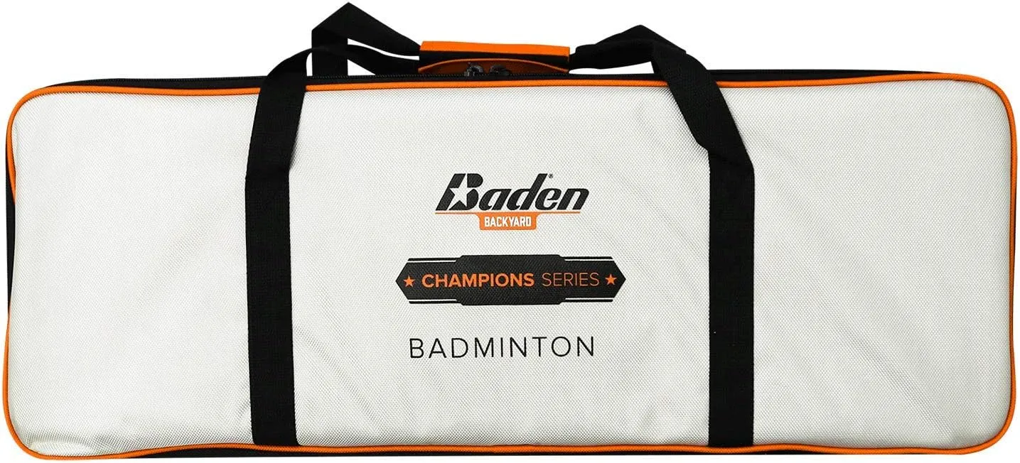 Baden Champions Portable Badminton Set Regulation Net, 4 Racquets, 3 Shuttlecocks, Boundary & Carry Bag Ideal for Backyard Fun with Friends and Family from Kids to Adults