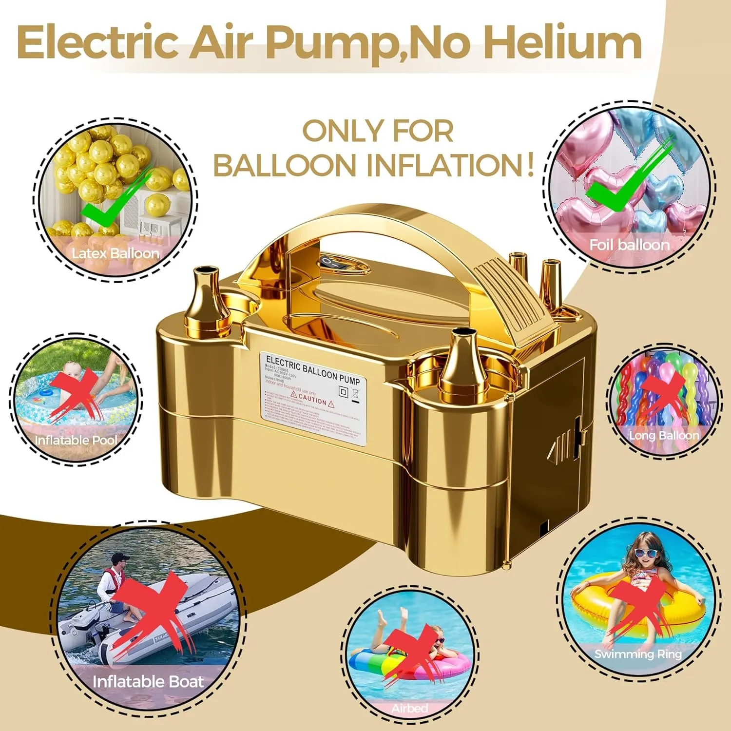 Balloon Pump - Electric Dual Nozzle Air Pump for Balloon, Portable Balloon Blower Save Time and Effort, Balloon Inflator for Parties and Decorations - 110V-120V, 600W