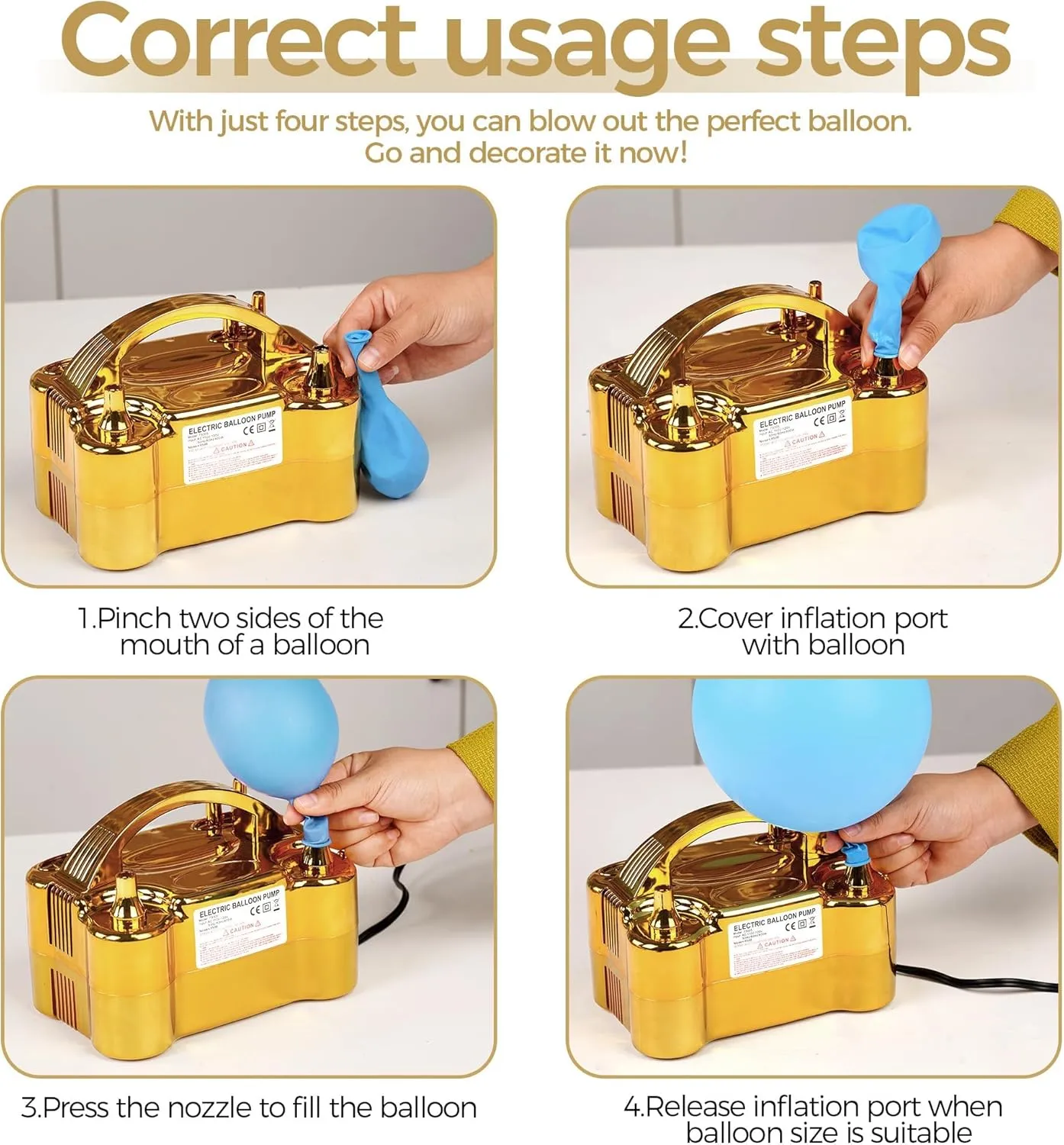 Balloon Pump - Electric Dual Nozzle Air Pump for Balloon, Portable Balloon Blower Save Time and Effort, Balloon Inflator for Parties and Decorations - 110V-120V, 600W