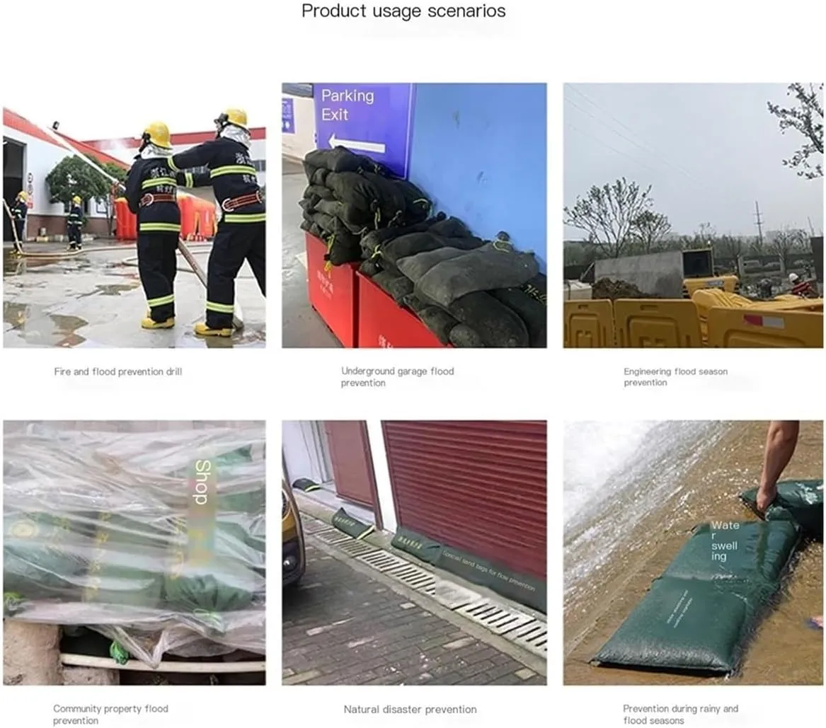 Barrier Flood, 10pcs Sandless, Self-Absorbent Sandbag for Flood Control Waterproof Sandbags for Flood Reusable Flood Protection Barrier Sandbag