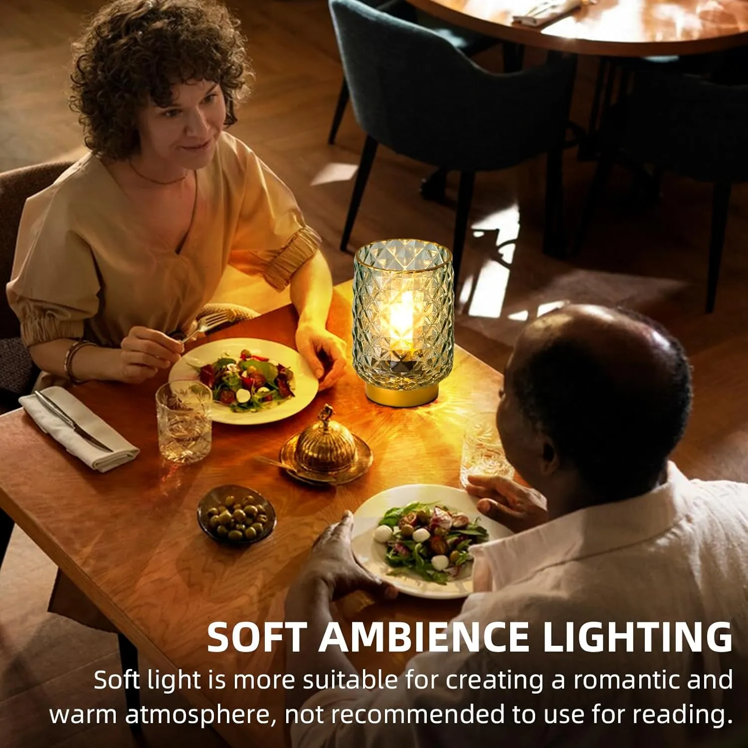 Battery Operated Table Lamps Timer Mothers Day Gifts Decorative LED Lamp, Cordless lamp for No Outlet Areas, Hand-drawn Diamond Pattern, Glass Mood Light for Entryway, Bedroom, Bathroom(Green)