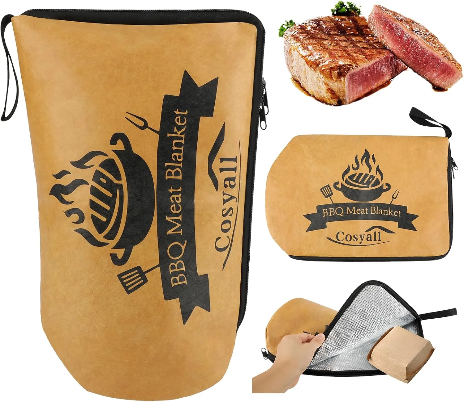 BBQ Blanket for Resting Meat,Smoker Meat Resting Blanket,Reusable Smoker Grilling Meat Insulated Resting Bag with Wide Mouth for Large Brisket/Beef/Pork Shoulders/Turkeys,Gifts for Men (21in)